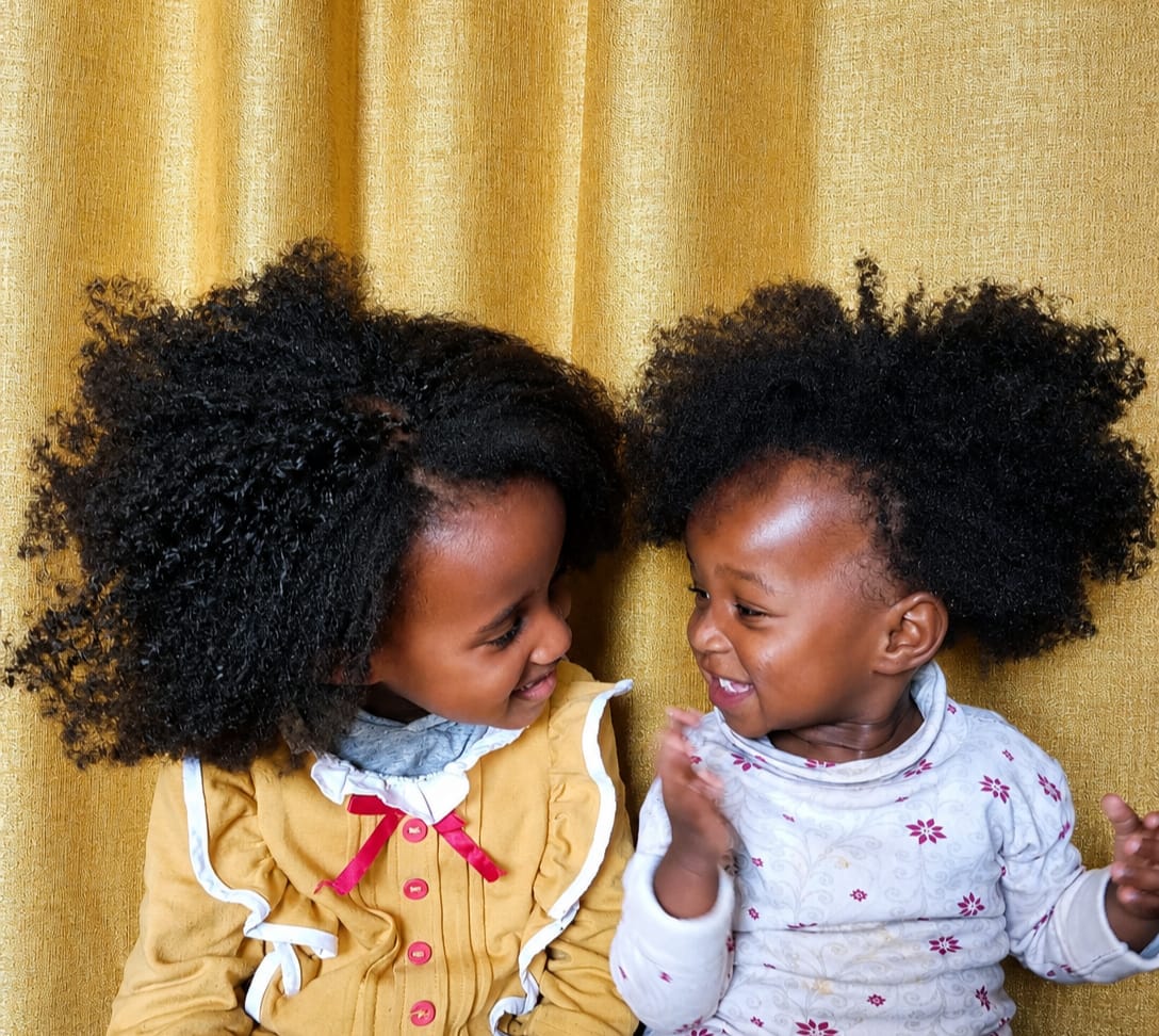 Children with naturally beautiful hair
